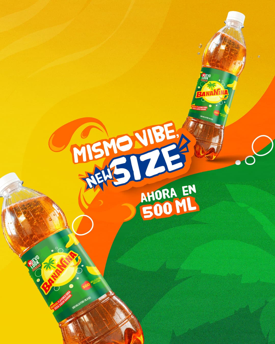 Mismo vibe, nuevo tamaño. Bananina ahora en botellas de 500 ml.